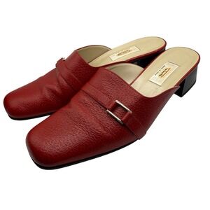 Vintage Talbots Leather Mule Shoes Size 8.5 Red Clogs Italy Slip Ons